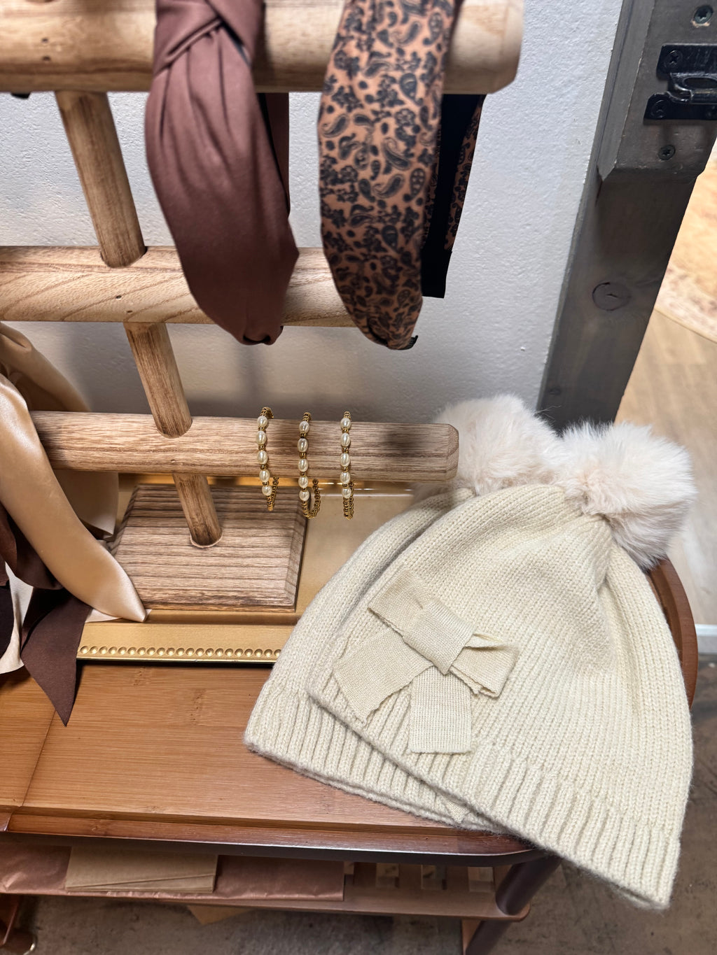 Soft Bow Pom Pom Beanie Hat